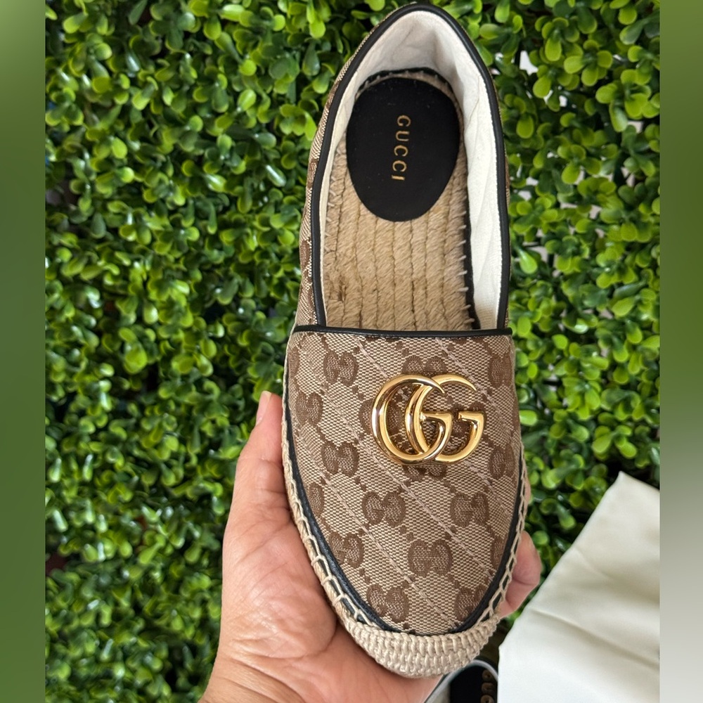Gucci Women's Brown Espadrille Loafers Size 35.5